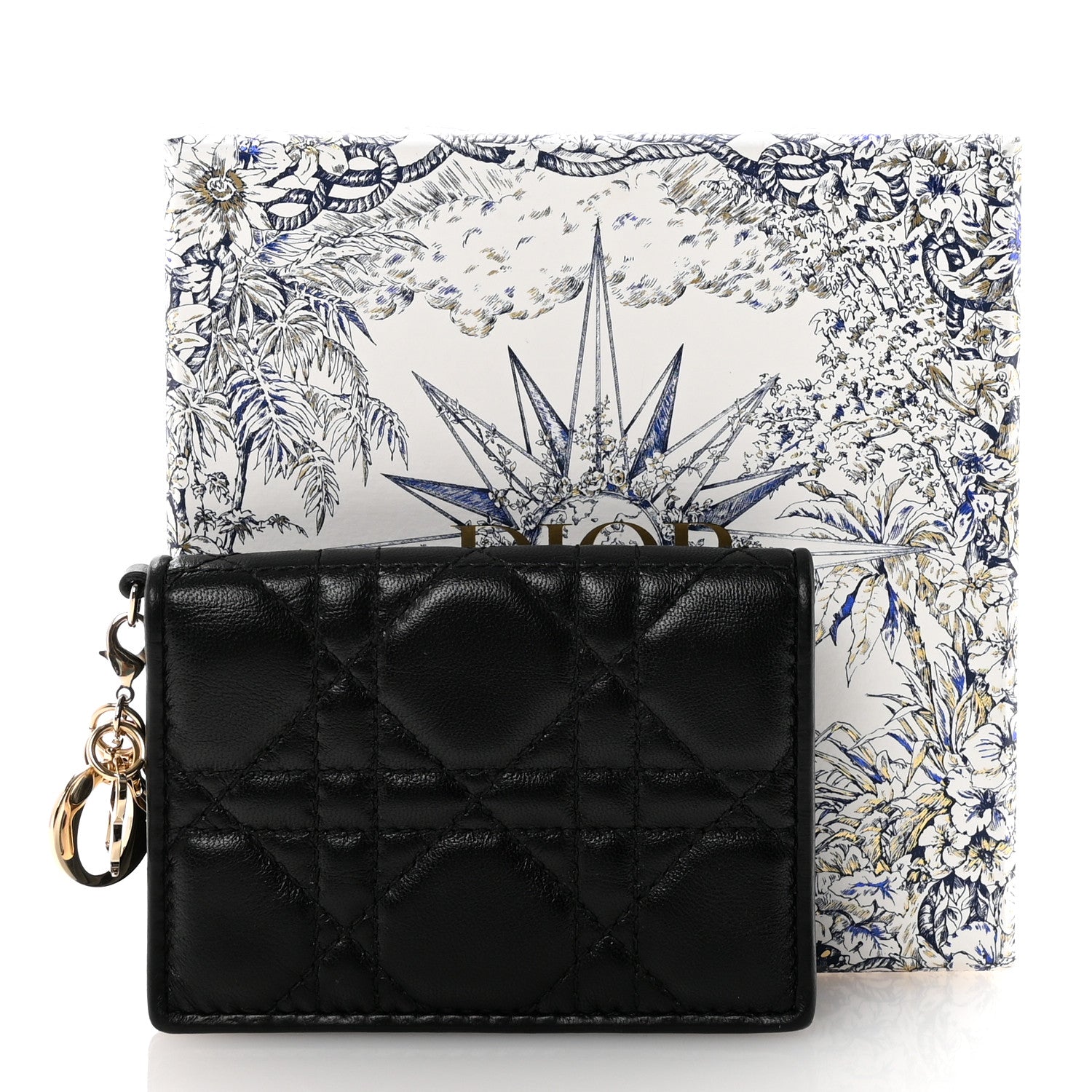 Christian Dior Lambskin Cannage Small Lady Dior Flap Card Holder Black 8 of 8