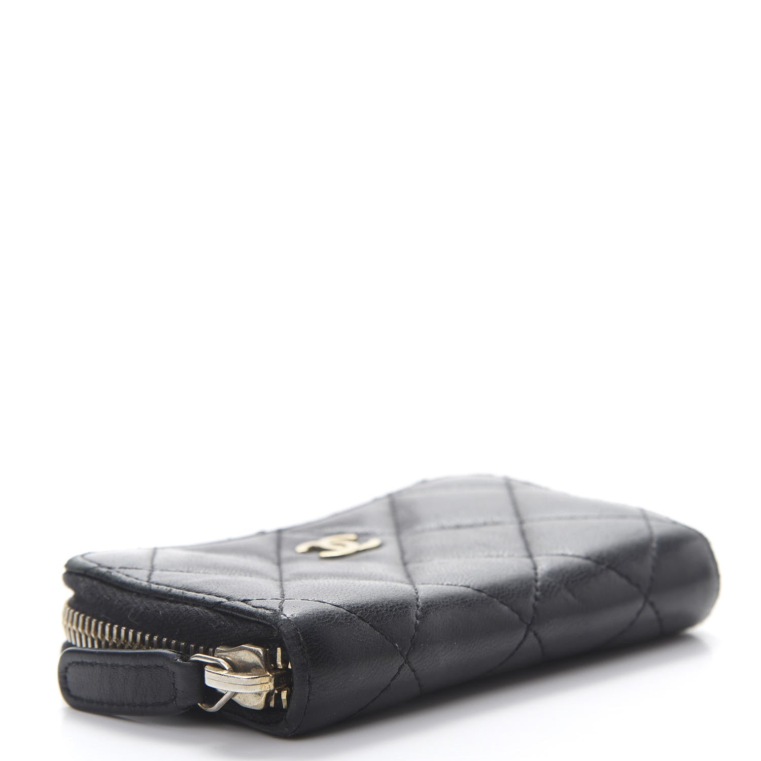 Chanel Lambskin Quilted Zip Coin Purse Black 4 of 10