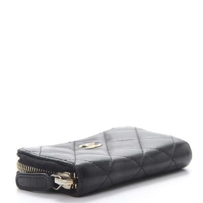 Chanel Lambskin Quilted Zip Coin Purse Black 4 of 10