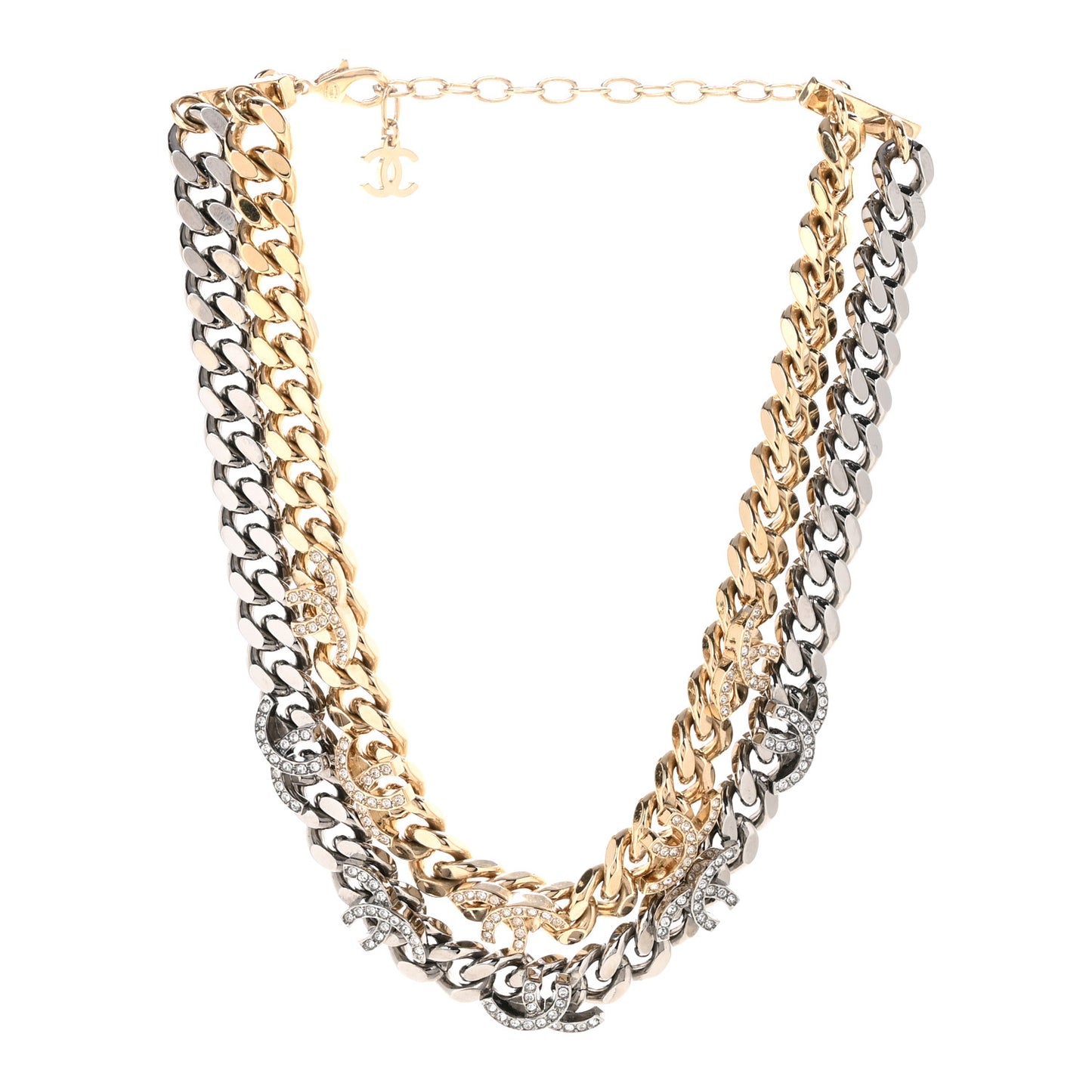Crystal Chain CC Link Choker Gold Ruthenium