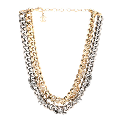 Chanel Crystal Chain CC Link Choker Gold Ruthenium 3 of 7