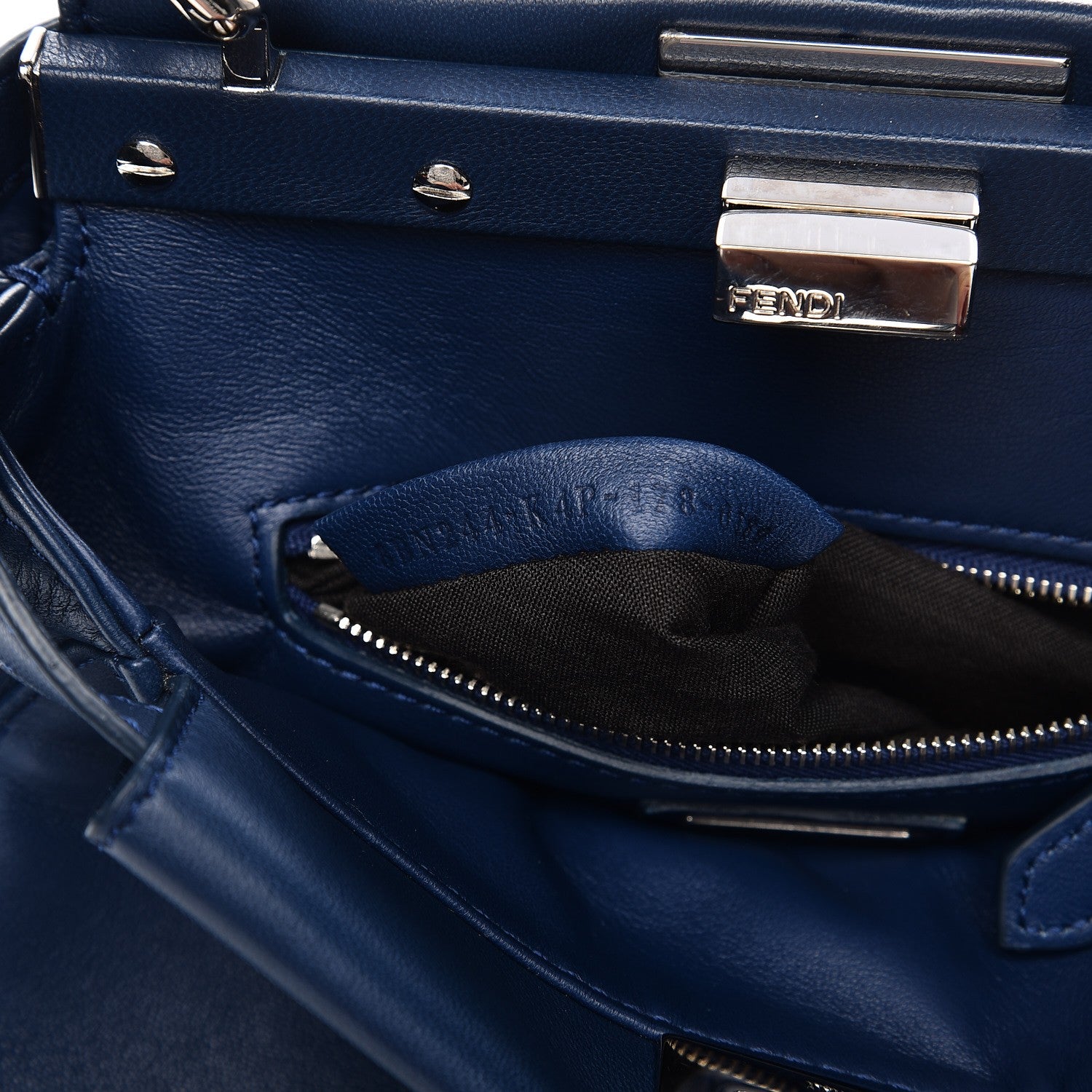 Fendi Nappa Mini Peekaboo Iconic Satchel True Blue 8 of 9