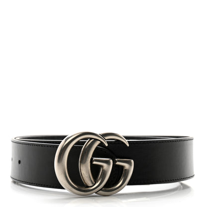 Gucci GG Supreme Monogram Plutone Calfskin Palladium Double G Reversible 37mm Belt 90 36 Black 3 of 8