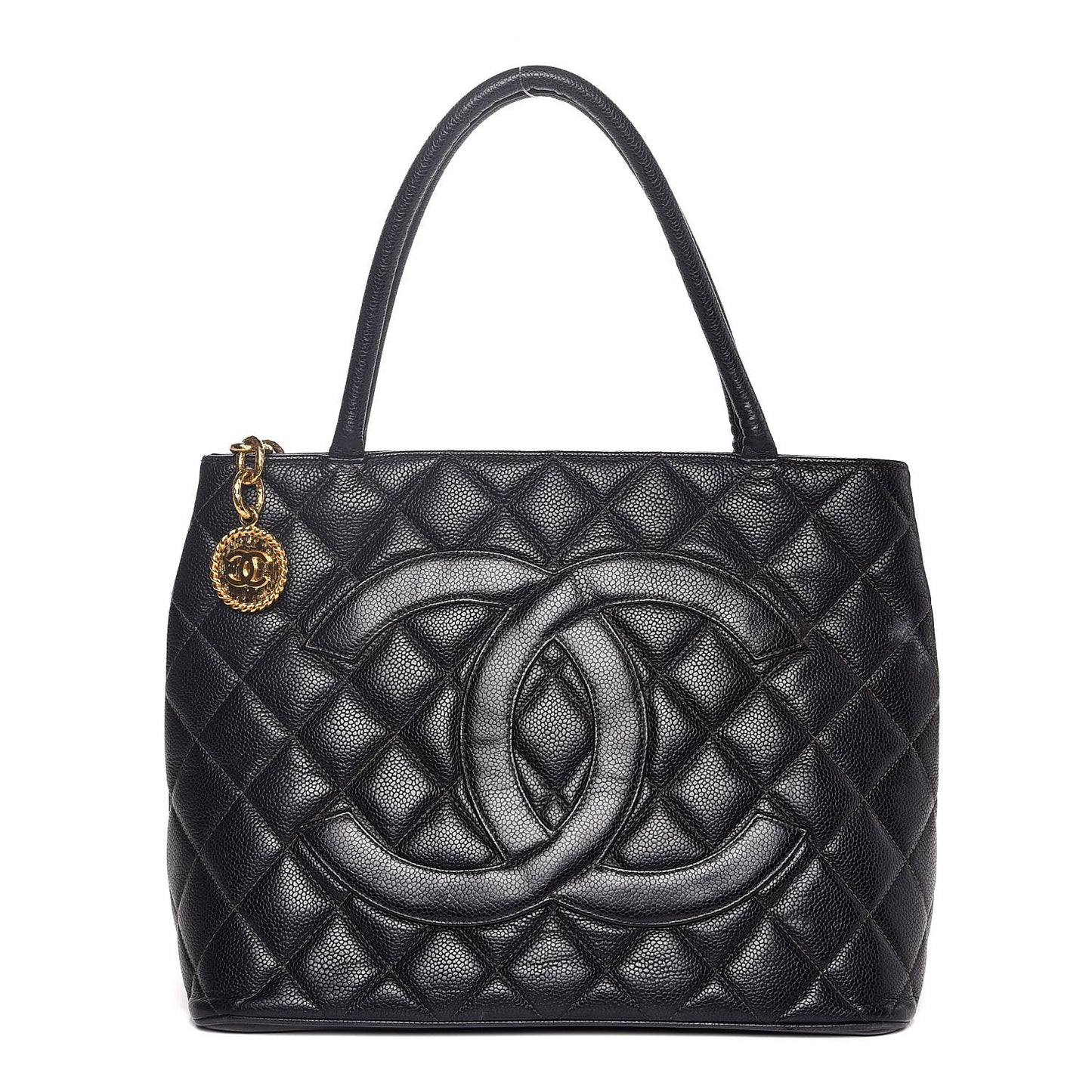 Caviar Quilted Medallion Tote Navy