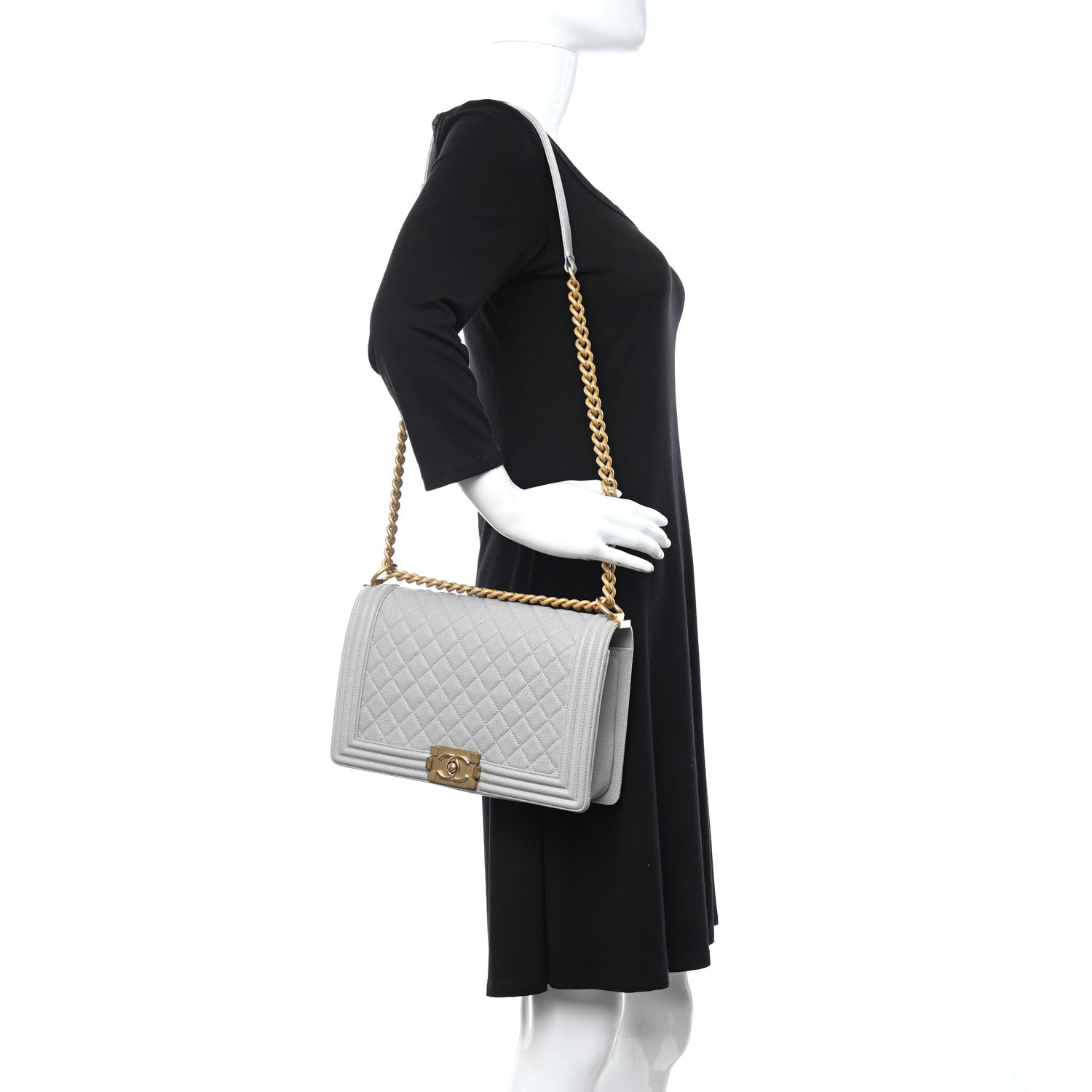 Chanel Caviar Quilted New Medium Boy Flap Grey 3 of 12