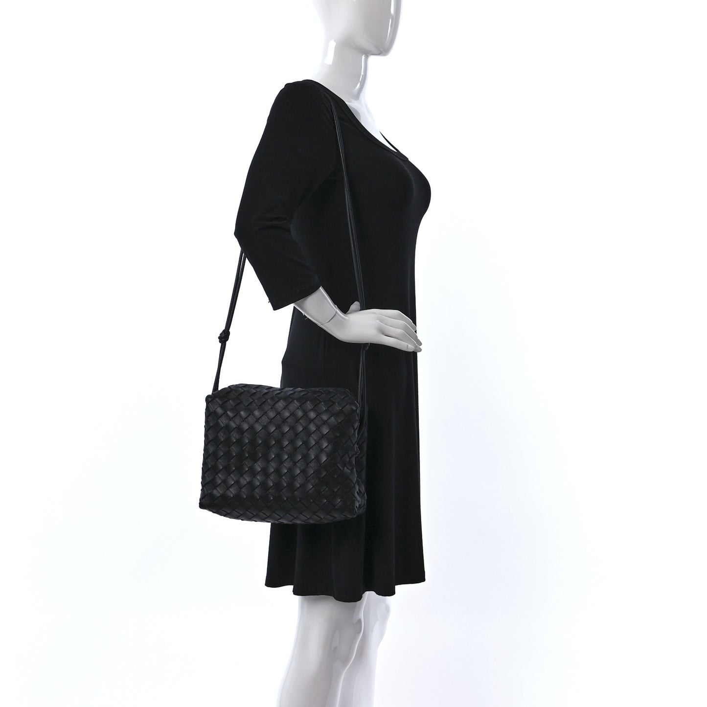 Nappa Intrecciato Medium Loop Camera Bag Black
