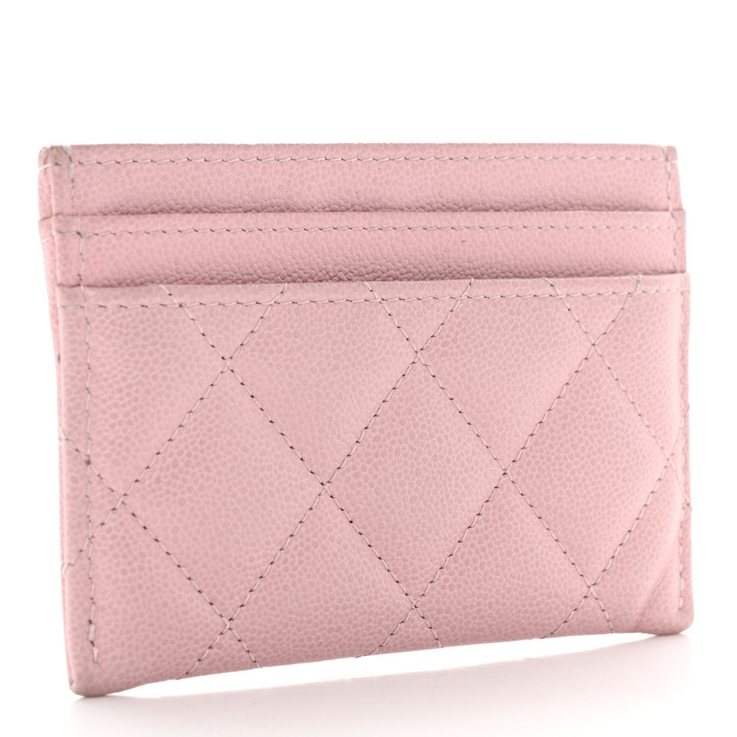 Caviar Quilted Studded CC Card Holder Light Pink
