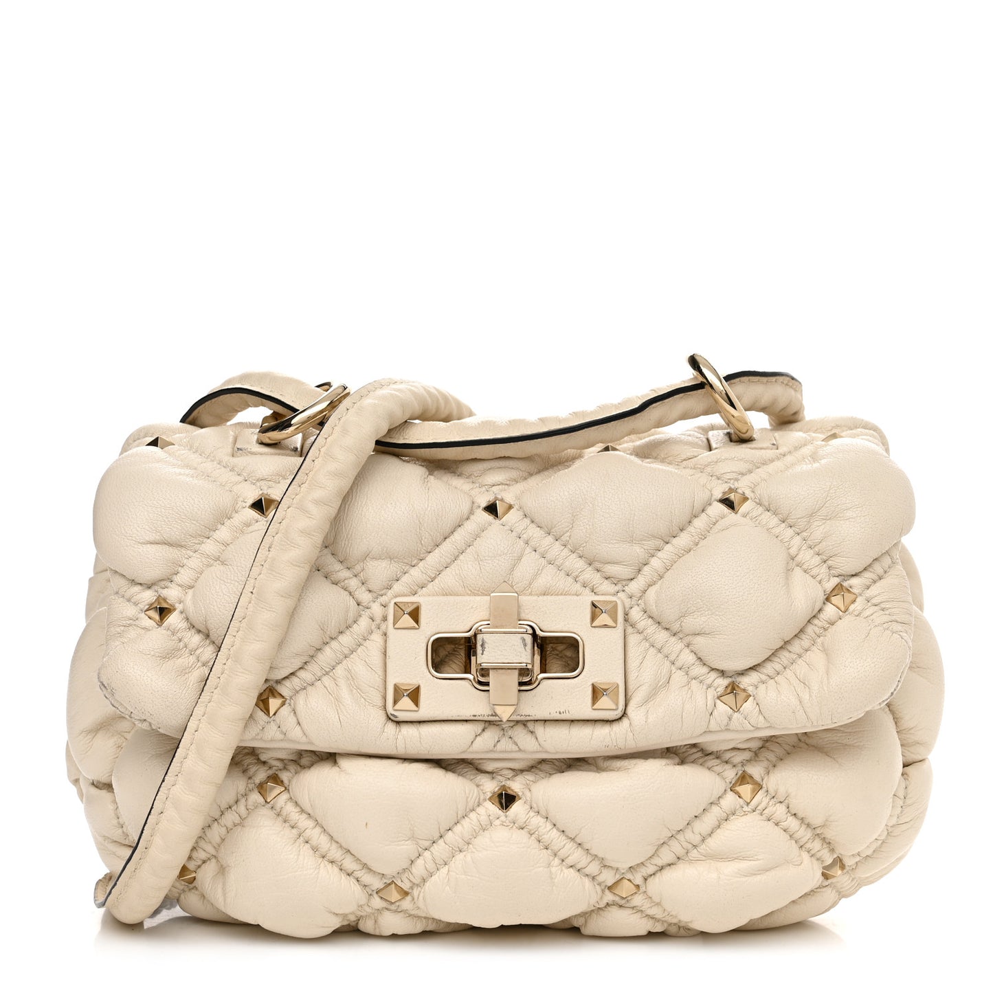 Nappa Small Spikeme Shoulder Bag Light Ivory