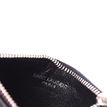 Saint Laurent Calfskin Smoking Forever Patch Fragments Zip Pouch Card Holder Black 6 of 7
