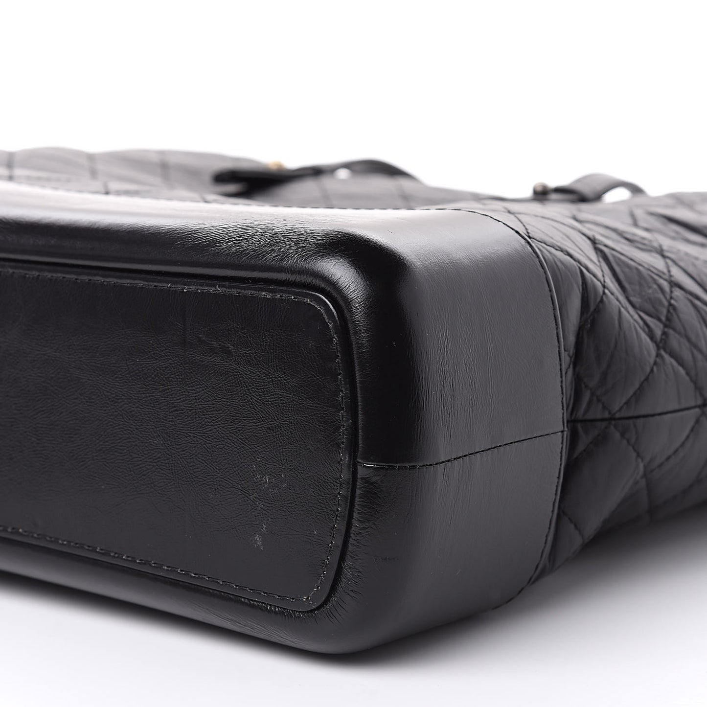 Aged Calfskin Quilted Large Gabrielle Shopping Tote Black