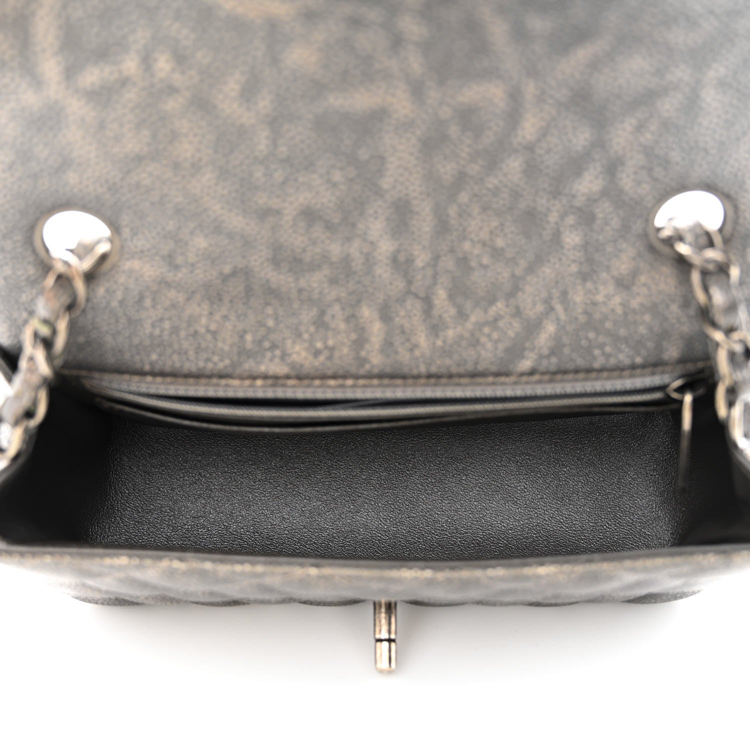 Chanel Metallic Caviar Quilted Mini Rectangular Flap Dark Silver 5 of 10