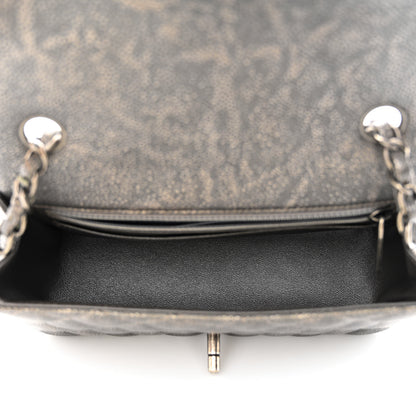 Chanel Metallic Caviar Quilted Mini Rectangular Flap Dark Silver 5 of 10
