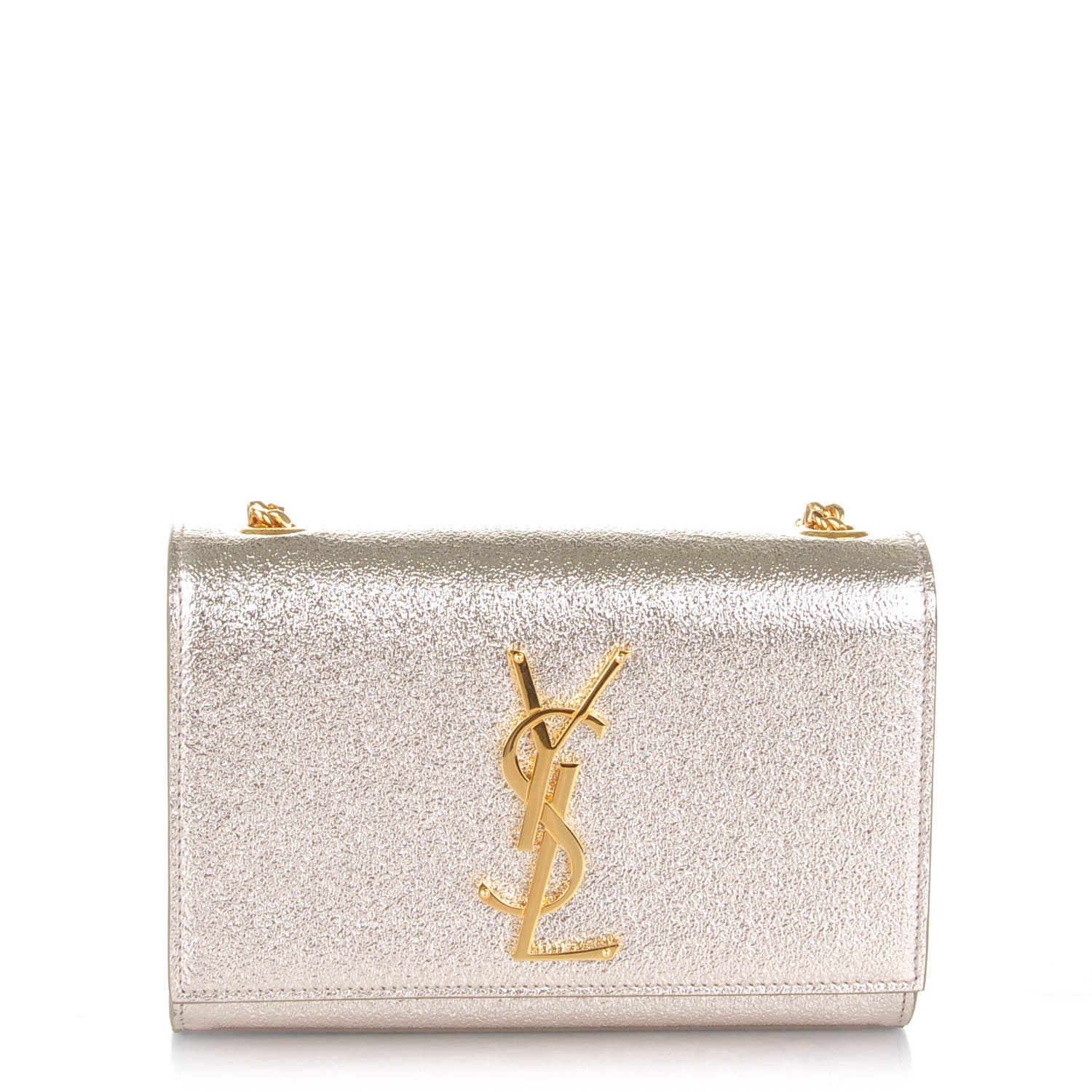Saint Laurent Metallic Calfskin Small Classic Monogram Kate Satchel Platine 1 of 5