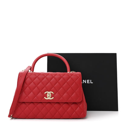 Chanel Caviar Lizard Embossed Quilted Small Coco Handle Flap Red 14 of 14