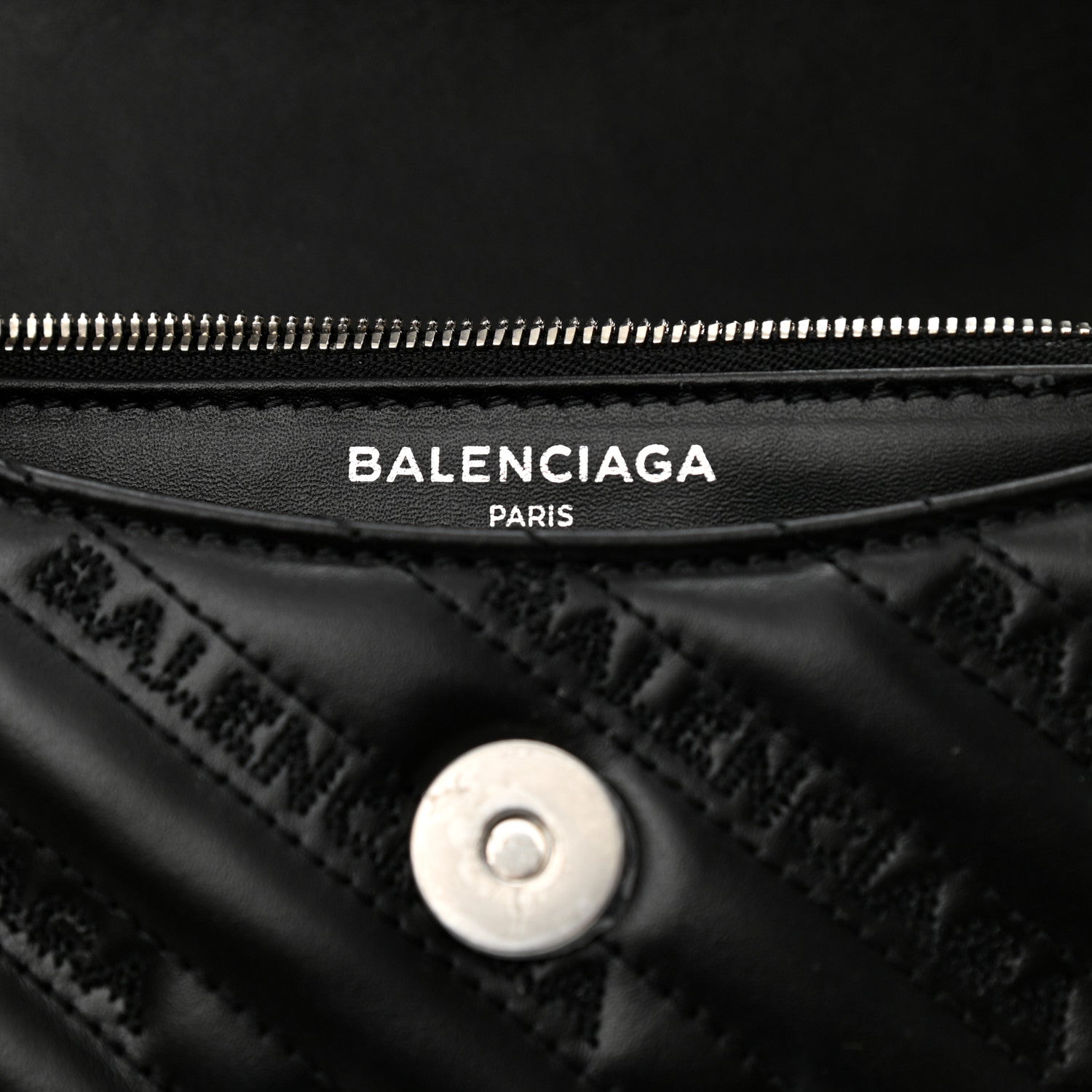 Balenciaga Calfskin Logo Matelasse S BB Round Shoulder Bag Black 6 of 11