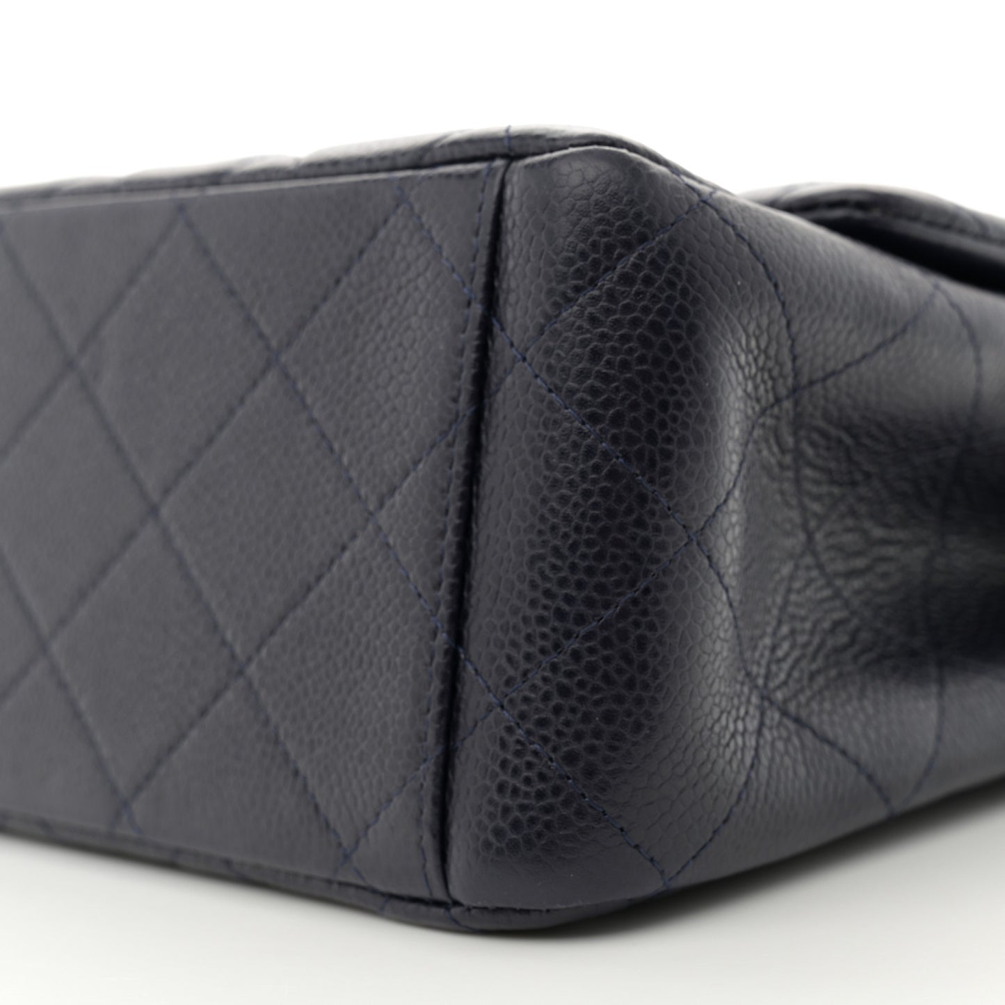Caviar Quilted Maxi Double Flap Navy Blue