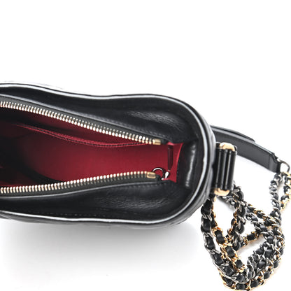 Chanel Aged Calfskin Chevron Quilted Small Gabrielle Hobo Black 5 of 12