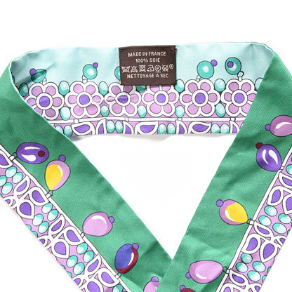 Hermes Silk Parures Des Maharajas Twilly Emeraude Mauve Vert 2 of 3