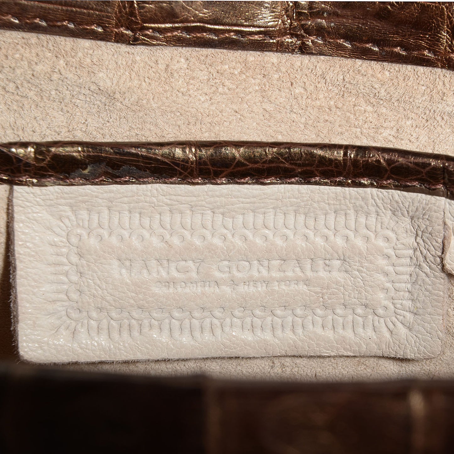 Crocodile Envelope Clutch Bronze