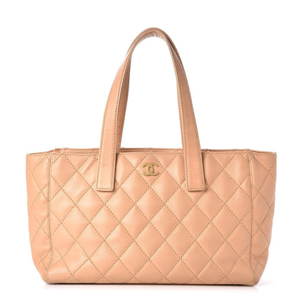 Chanel Calfskin Quilted Tote Beige 1 of 9