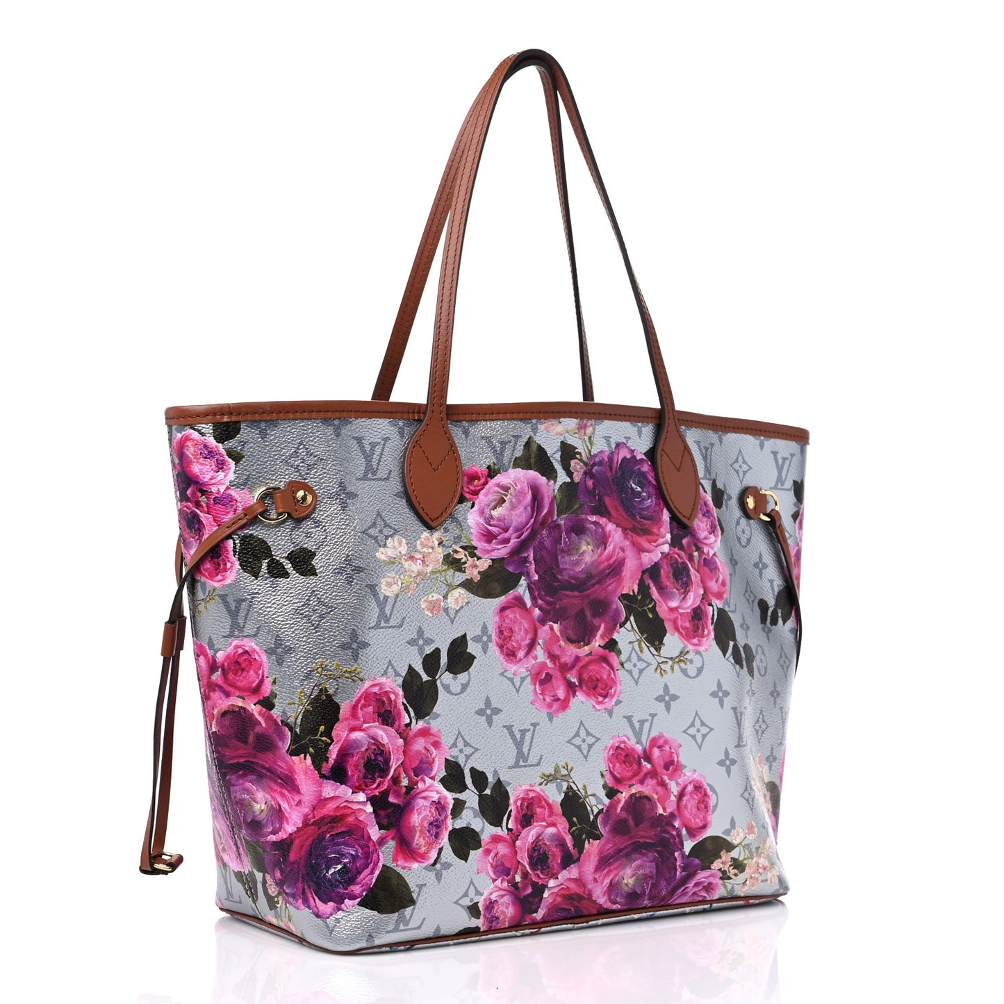 Metallic Monogram LV Garden Neverfull MM Silver