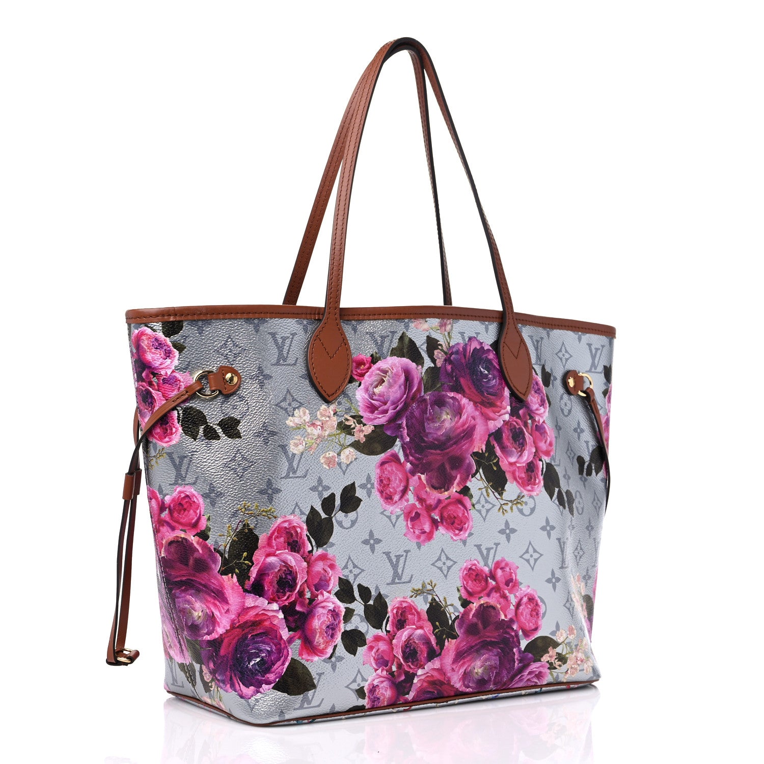 Louis Vuitton Metallic Monogram LV Garden Neverfull MM Silver 4 of 12