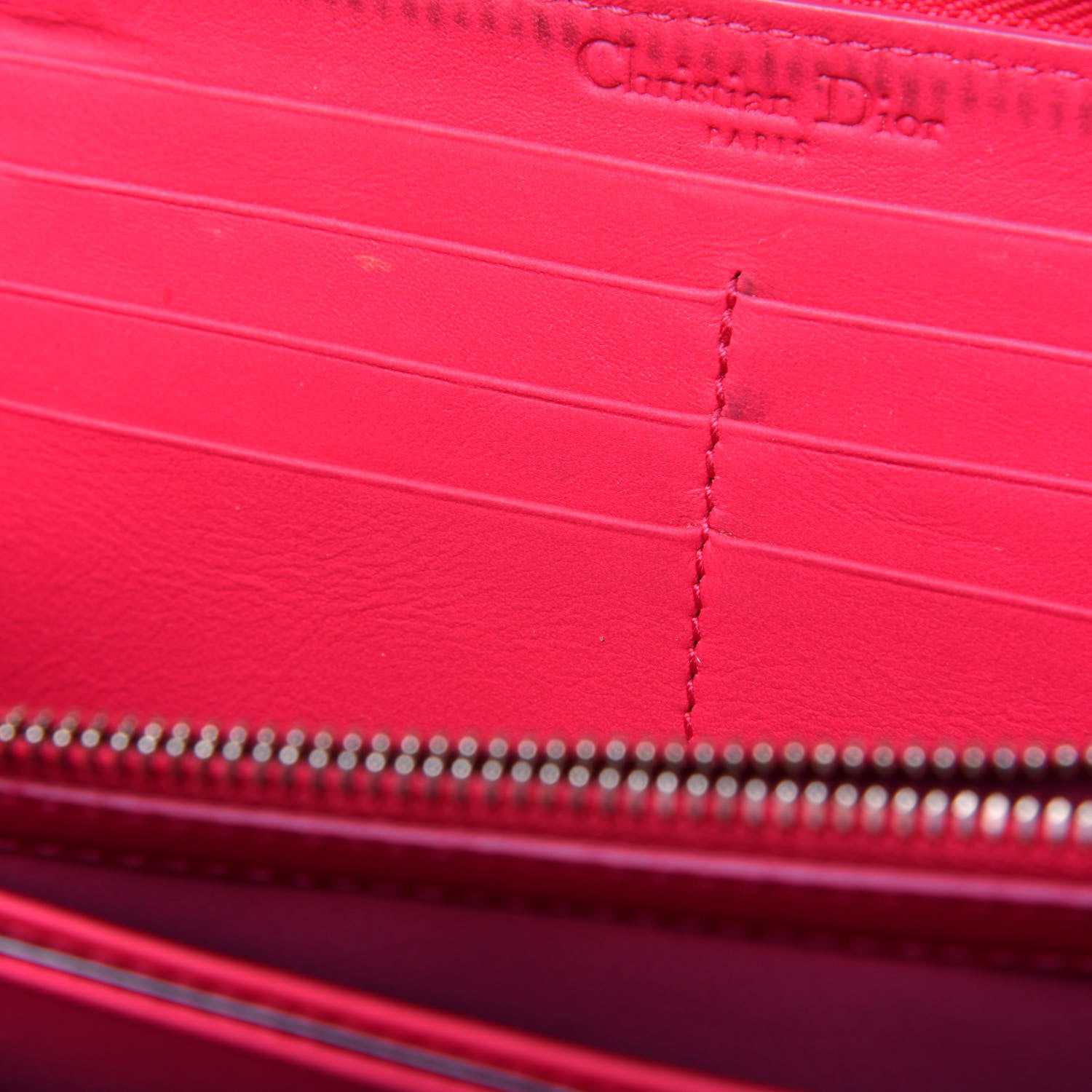 Christian Dior Lambskin Cannage Lady Dior Zip Wallet Fuchsia 10 of 19
