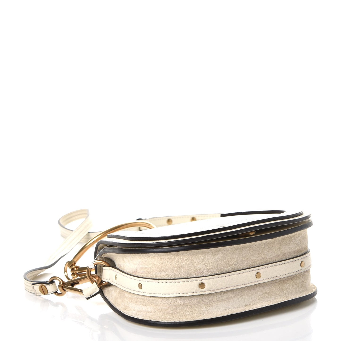 Calfskin Suede Small Nile Bracelet Bag Off White