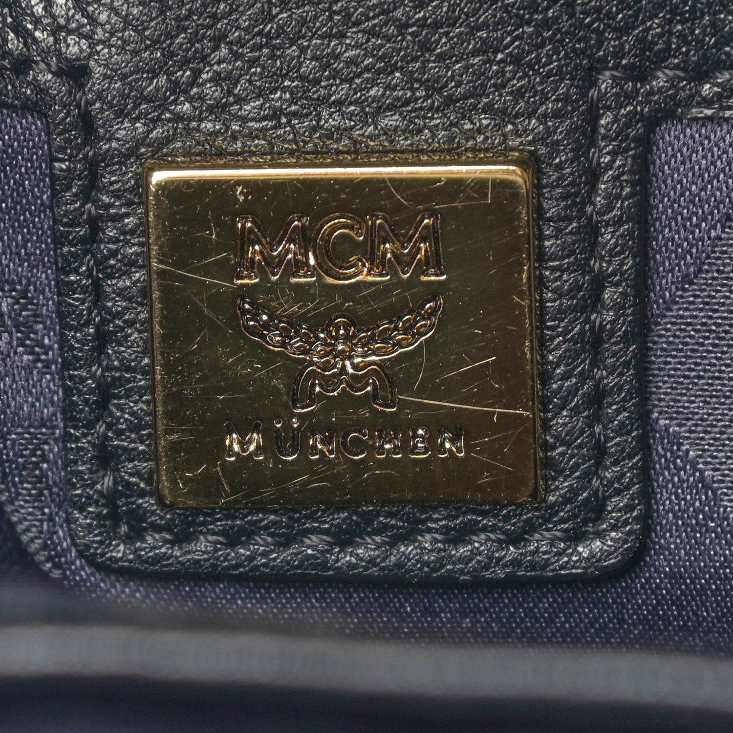 MCM Visetos Studded Colorblock Small Stark Brock Backpack Cognac Black 6 of 13