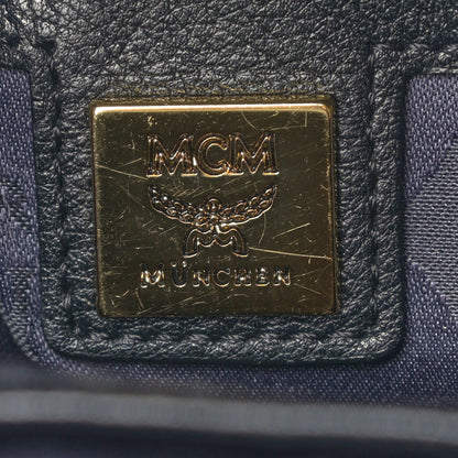 MCM Visetos Studded Colorblock Small Stark Brock Backpack Cognac Black 6 of 13