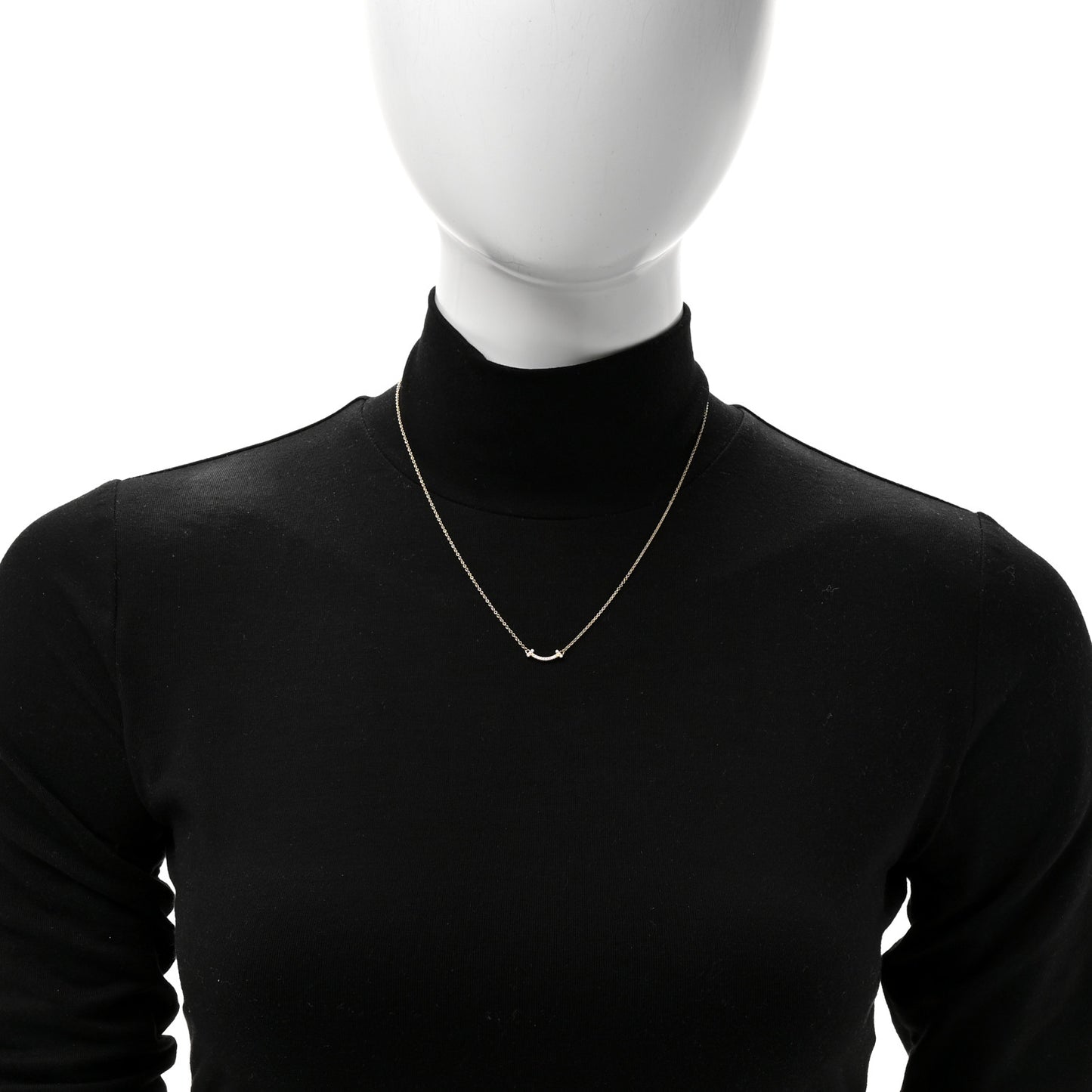 18K Rose Gold Diamond Mini T Smile Pendant Necklace