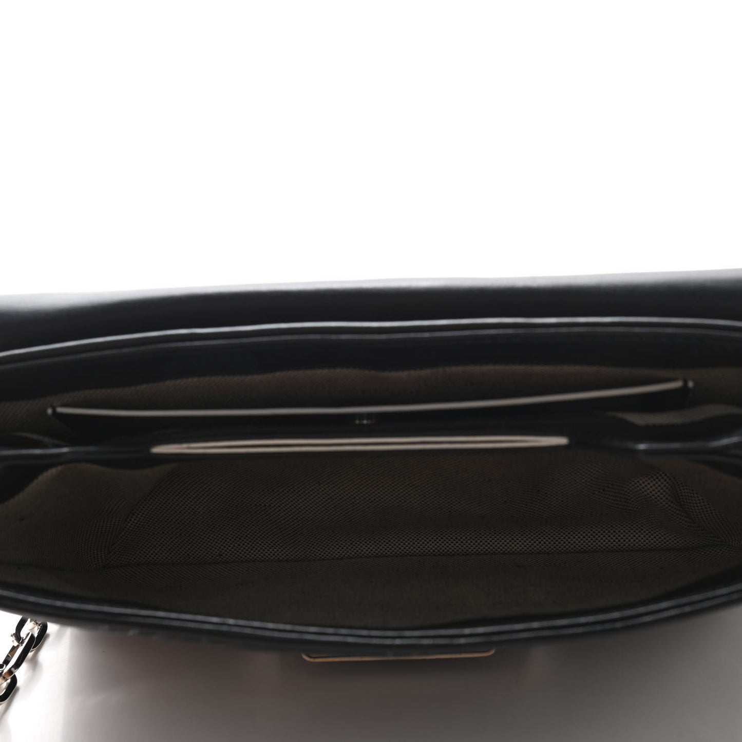 Calfskin Embroidered Chain Shoulder Bag Black White