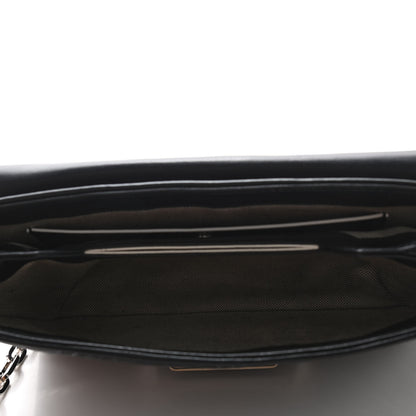 Versace Calfskin Embroidered Chain Shoulder Bag Black White 5 of 9