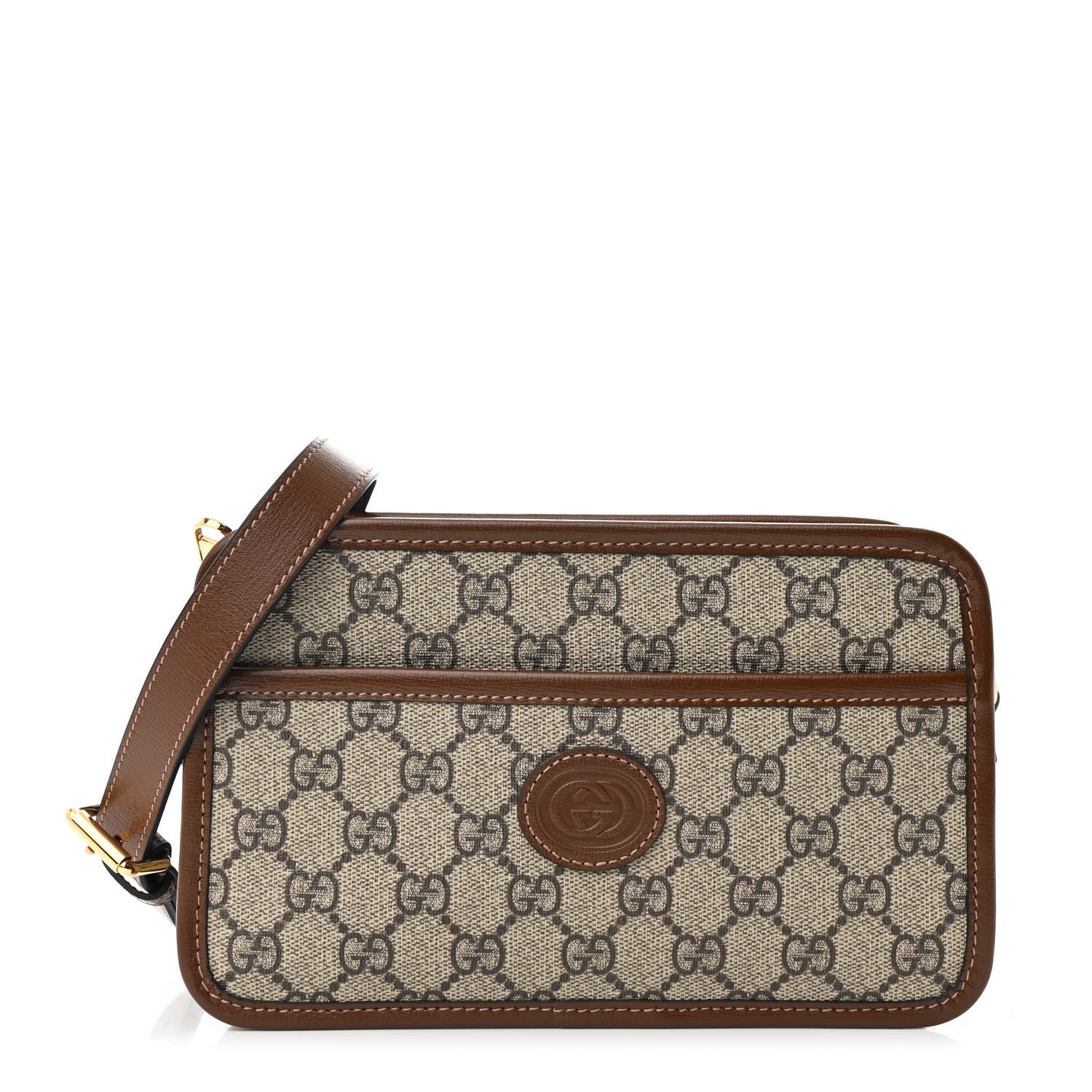 Gucci GG Supreme Monogram Azalea Calfskin Mini Retro Interlocking G Shoulder Bag Beige Ebony Brown Sugar 1 of 11