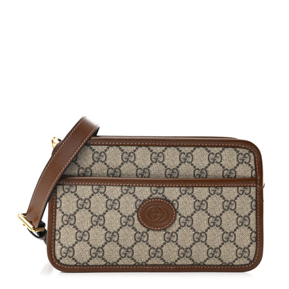 Gucci GG Supreme Monogram Azalea Calfskin Mini Retro Interlocking G Shoulder Bag Beige Ebony Brown Sugar 1 of 11
