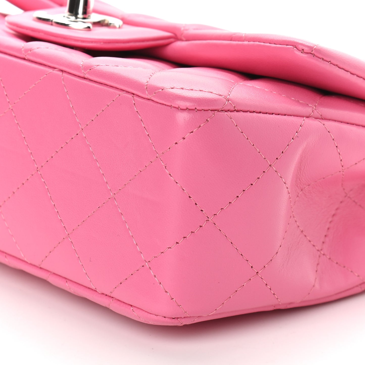 Lambskin Quilted Mini Rectangular Flap Pink