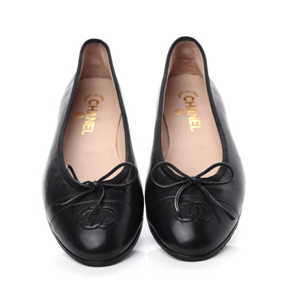 Chanel Lambskin Cap Toe Ballerina Flats 37 Black 5 of 11