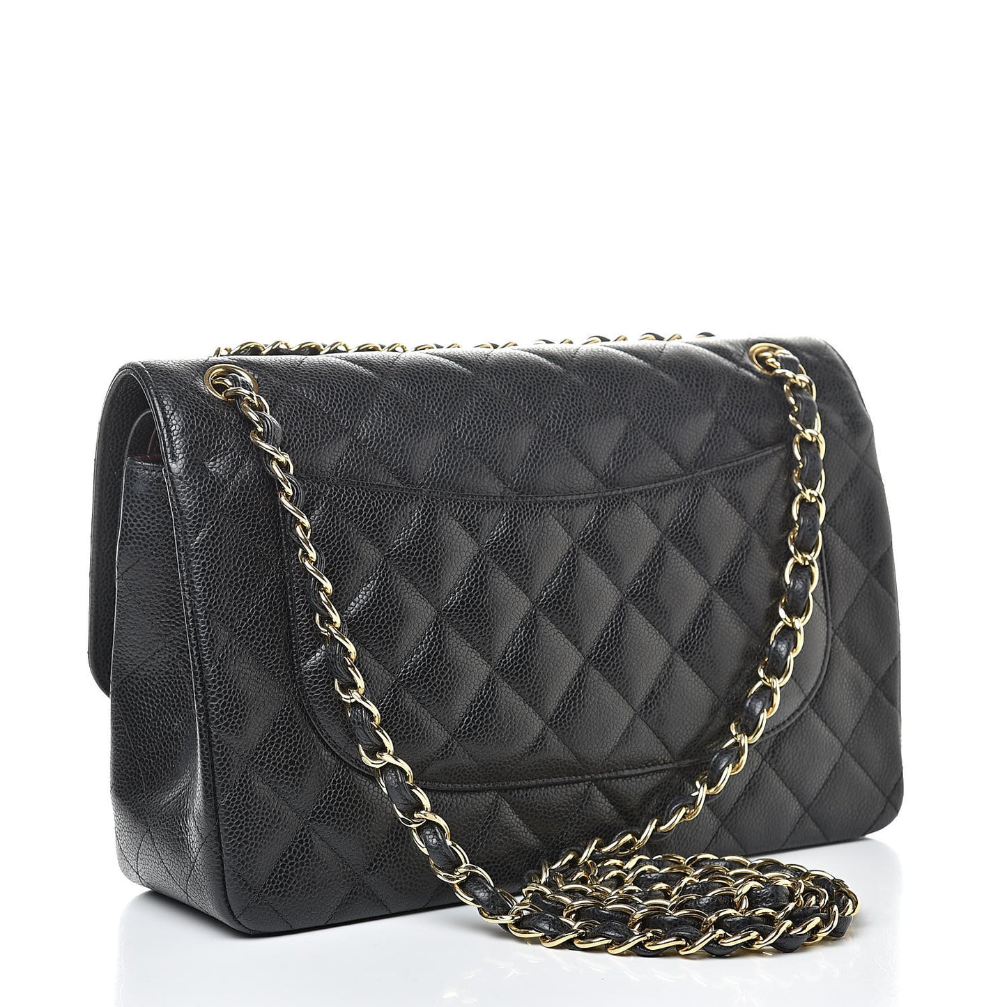Caviar Quilted Jumbo Double Flap Black