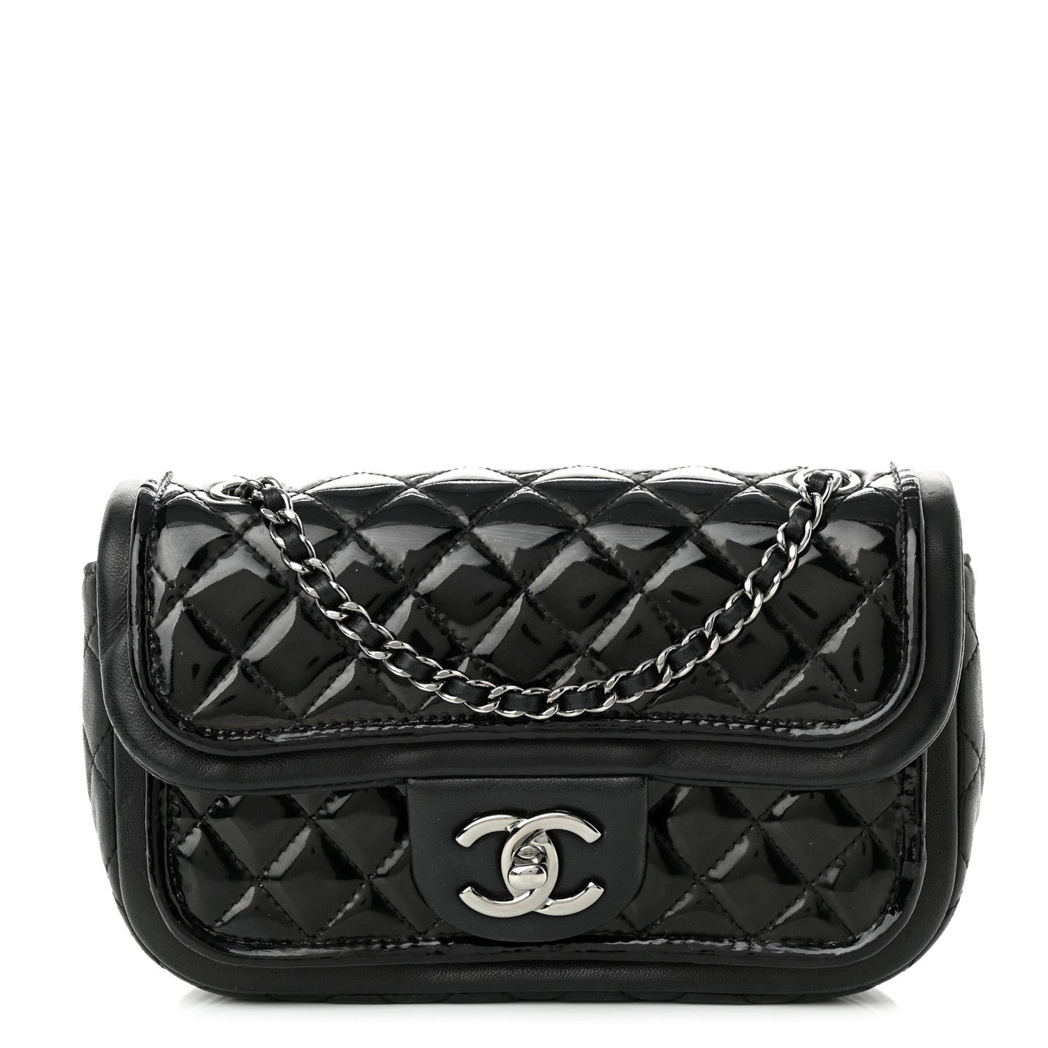 Chanel Lambskin Patent Quilted Twist Mini Flap Black 1 of 11