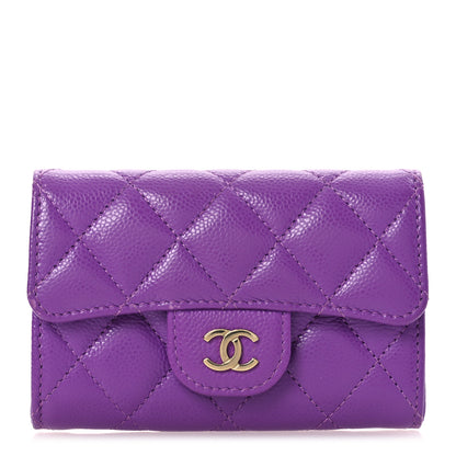Chanel Caviar Quilted Flap Card Holder Wallet Purple 1 of 11