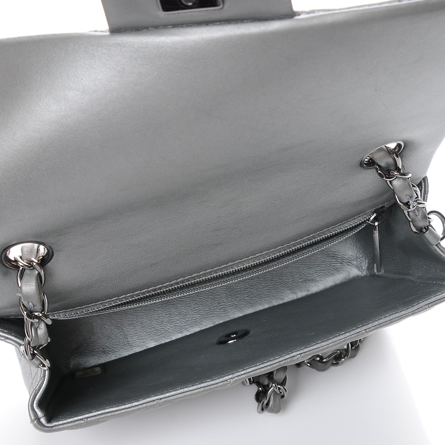 Chanel Metallic Lambskin Quilted Mini Rectangular Flap Silver 5 of 8