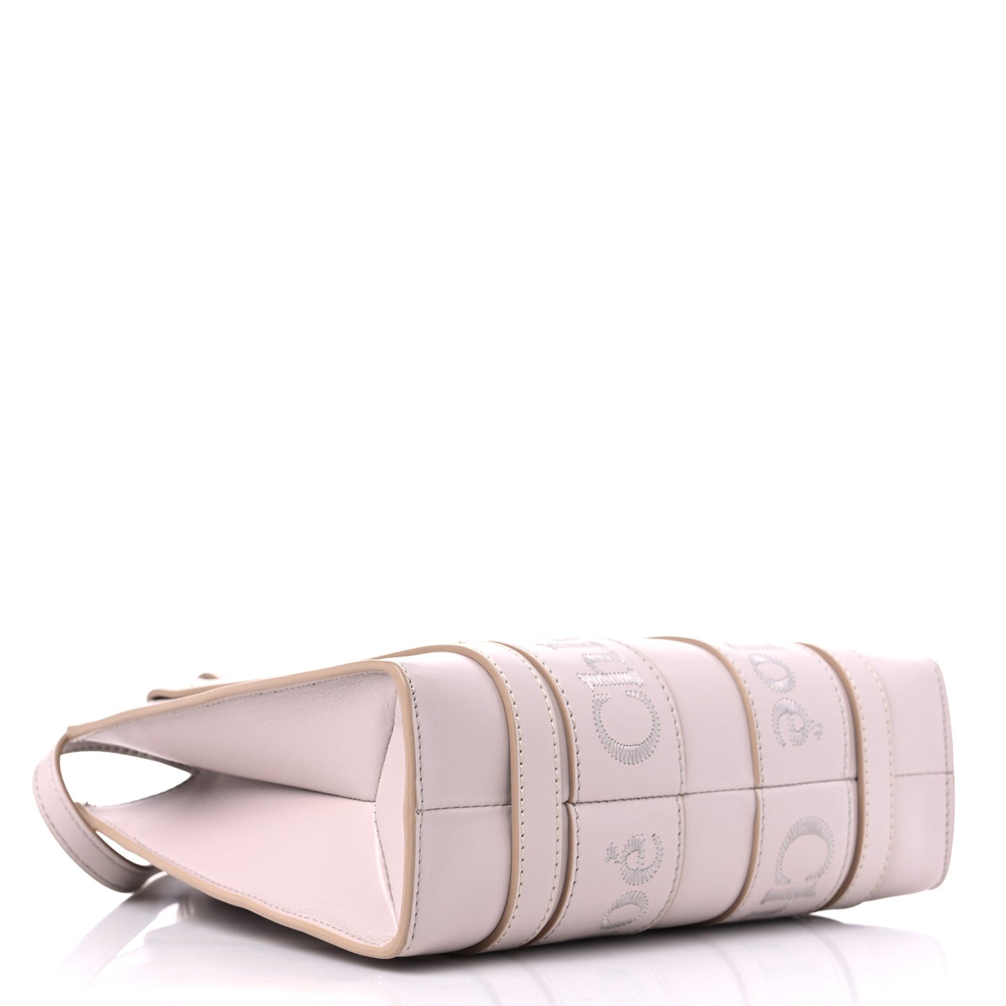Calfskin Small Woody Ribbon Tote Cement Pink