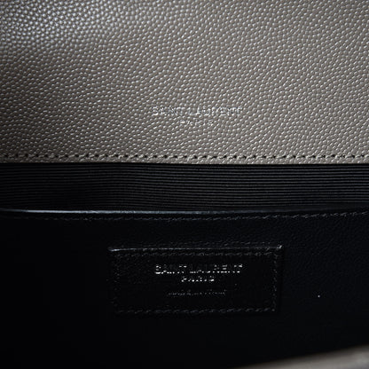 Saint Laurent Grain De Poudre Textured Mixed Matelasse Medium Triquilt Monogram Satchel New Stone 6 of 10
