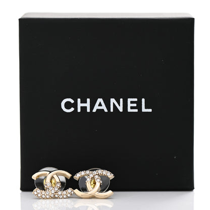 Chanel Crystal Metal CC Earrings Gold 5 of 5