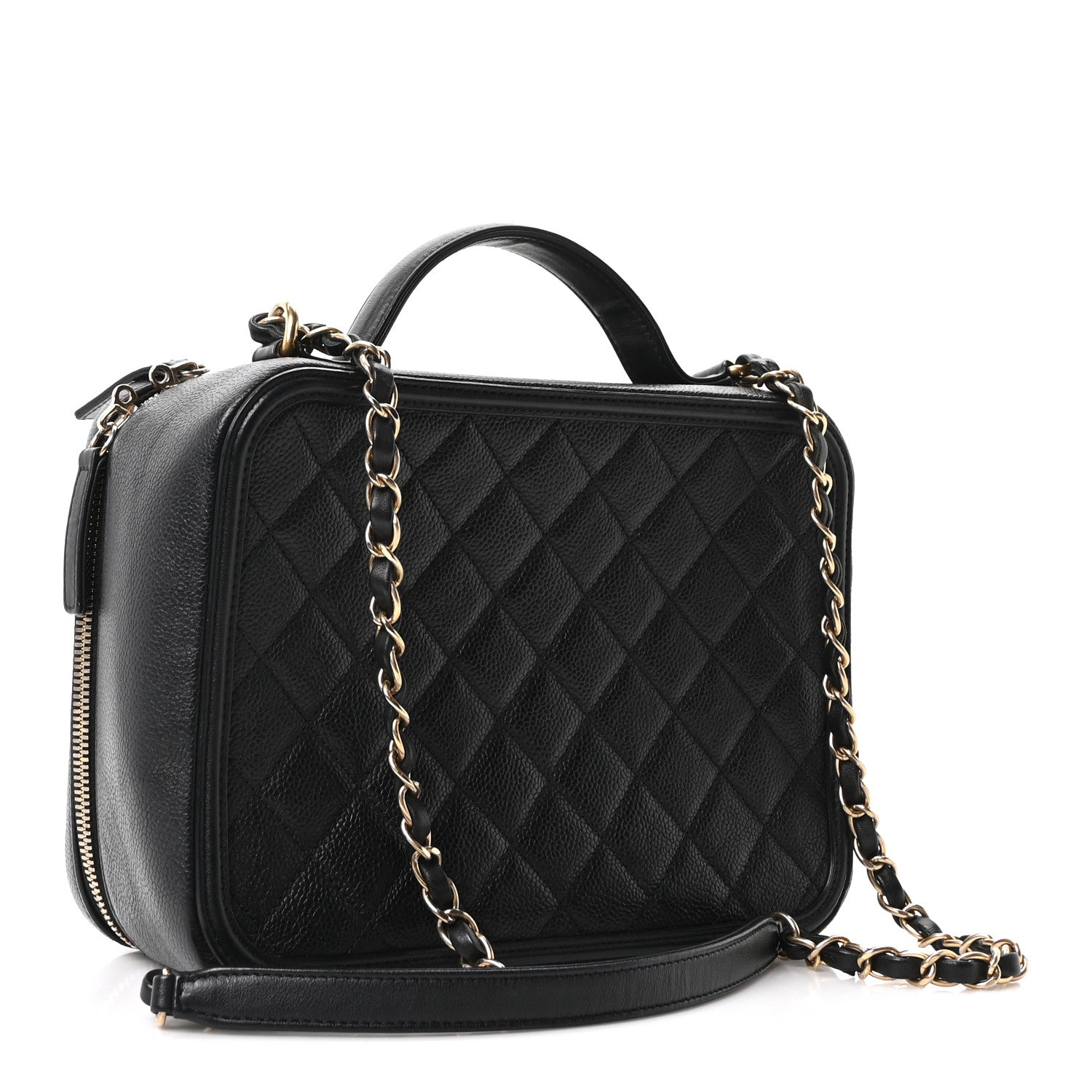 Chanel Caviar Quilted Large CC Filigree Vanity Case Black 3 of 10