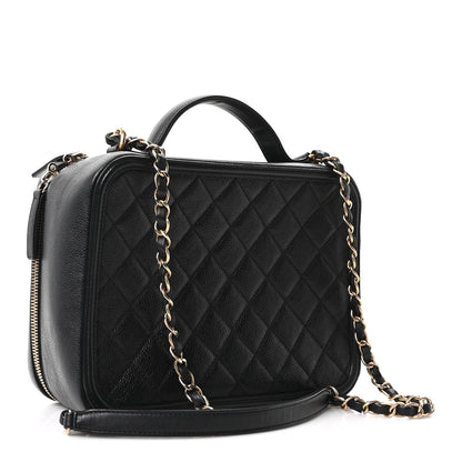 Chanel Caviar Quilted Large CC Filigree Vanity Case Black 3 of 10