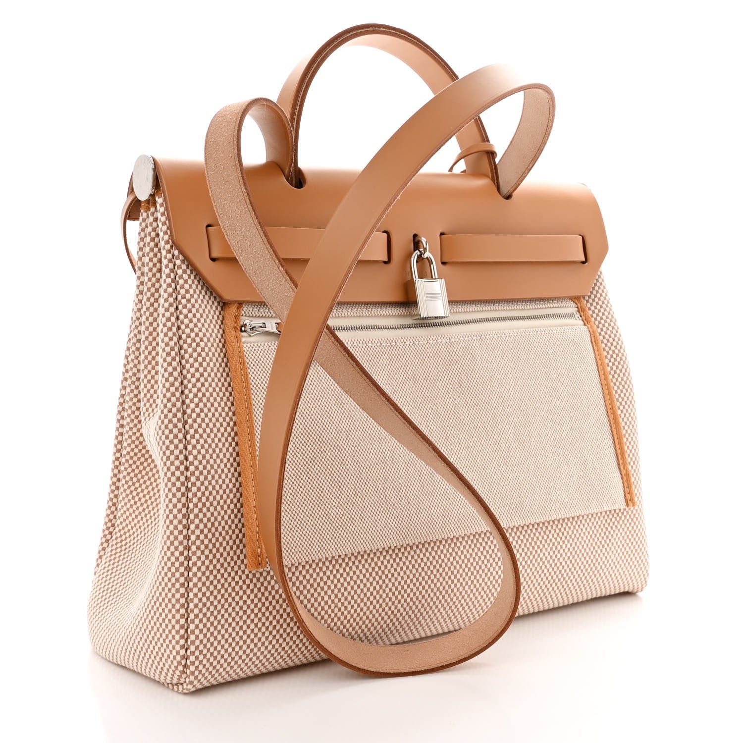 Hermes Vache Hunter Criss Viking Herbag Zip Retourne 31 PM Ecru Beige Naturel 4 of 13