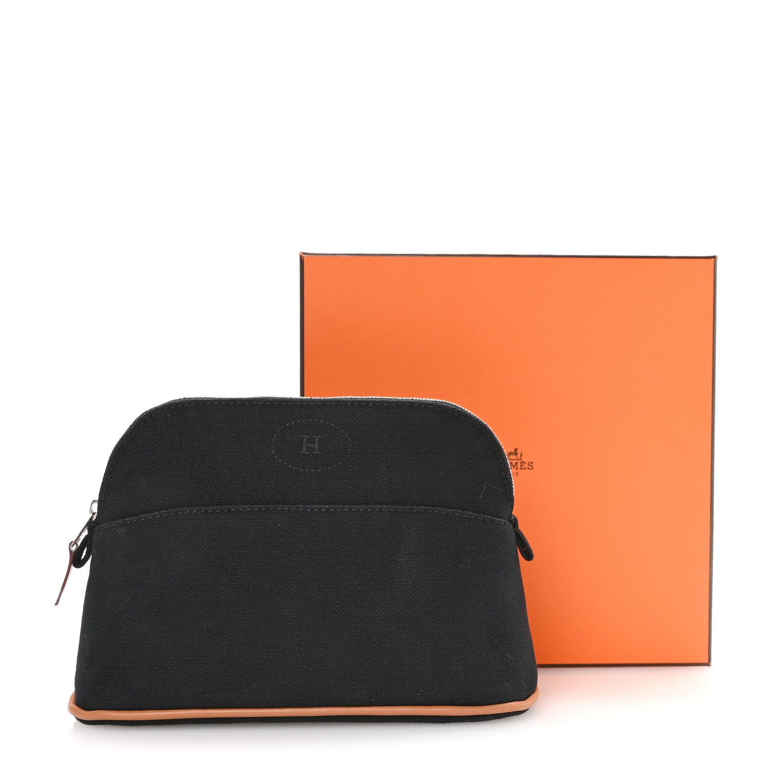 Hermes Cotton Canvas Mini Bolide Travel Cosmetic Pouch Black 15 of 16