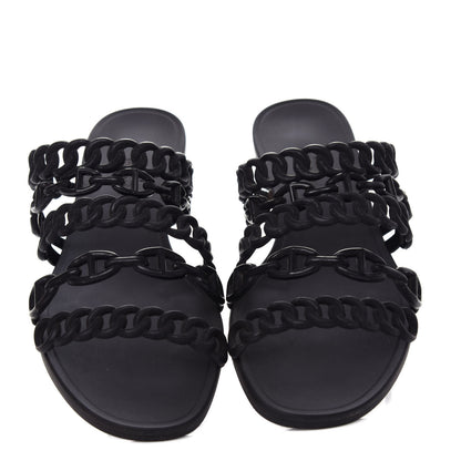 Hermes Rubber Chaine d'Ancre Nude Sandals 36 Black 6 of 10