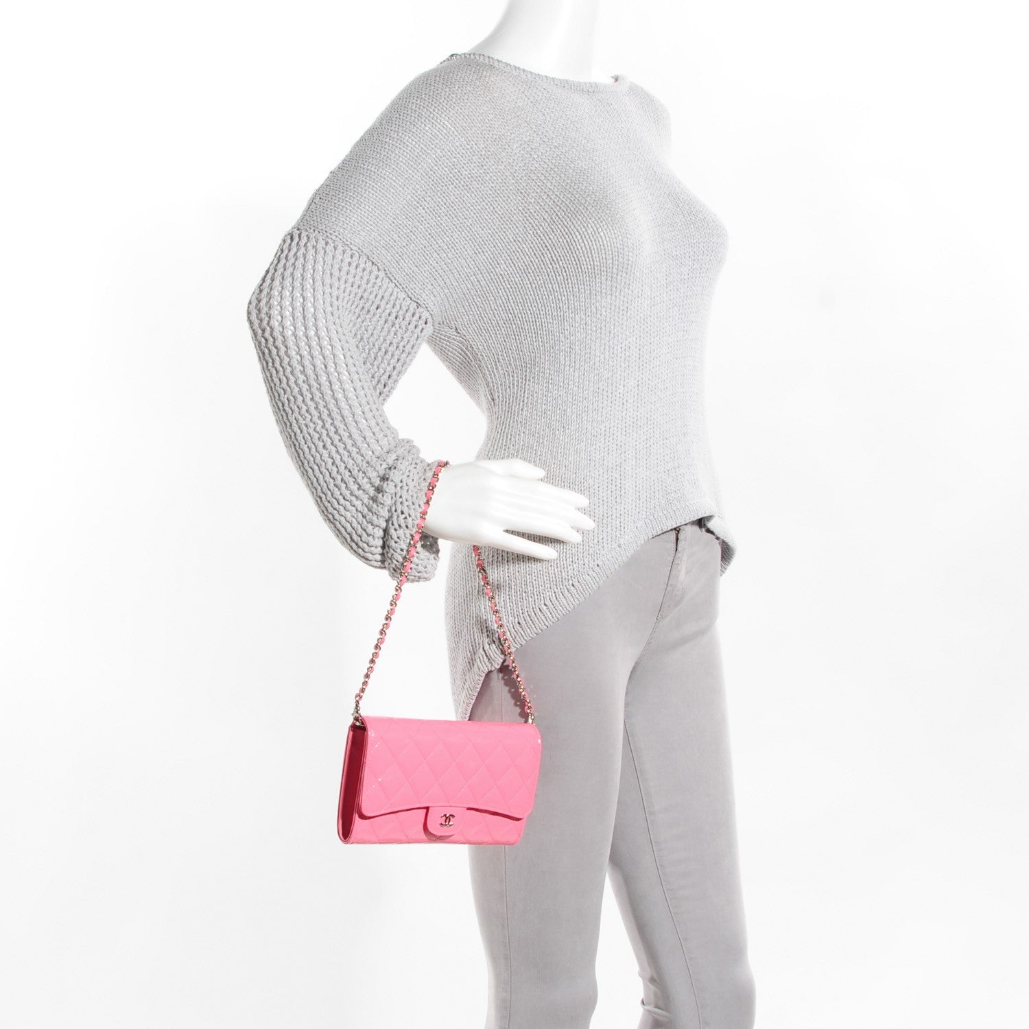 Chanel Patent Calfskin Quilted Clutch With Removable Chain Light Pink 2 of 10